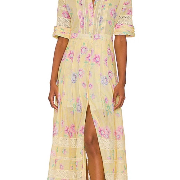 LoveShackFancy Yellow Floral Maxi Dress - Picture 1 of 4